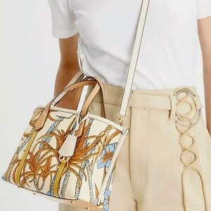 Tory Burch French Cream Climbing Palms Bag Tote